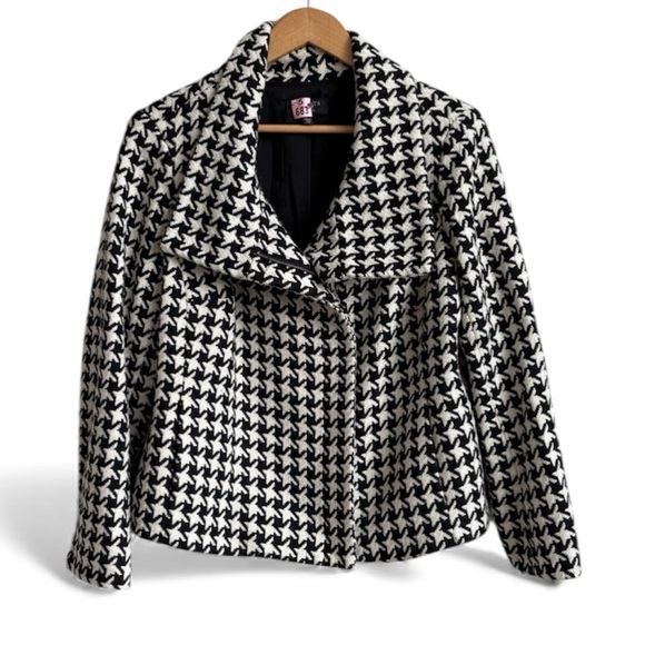 Talbots Jackets & Blazers - Talbots Houndstooth Wool-Blend Asymmetrical Zip Moto-Style Jacket Size 14WP
